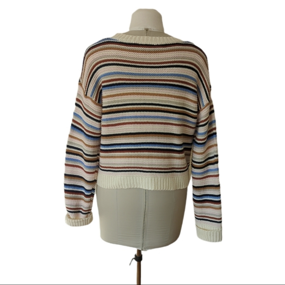 Multicolor Drop Shoulder Striped Sweater - Picture 3 of 5